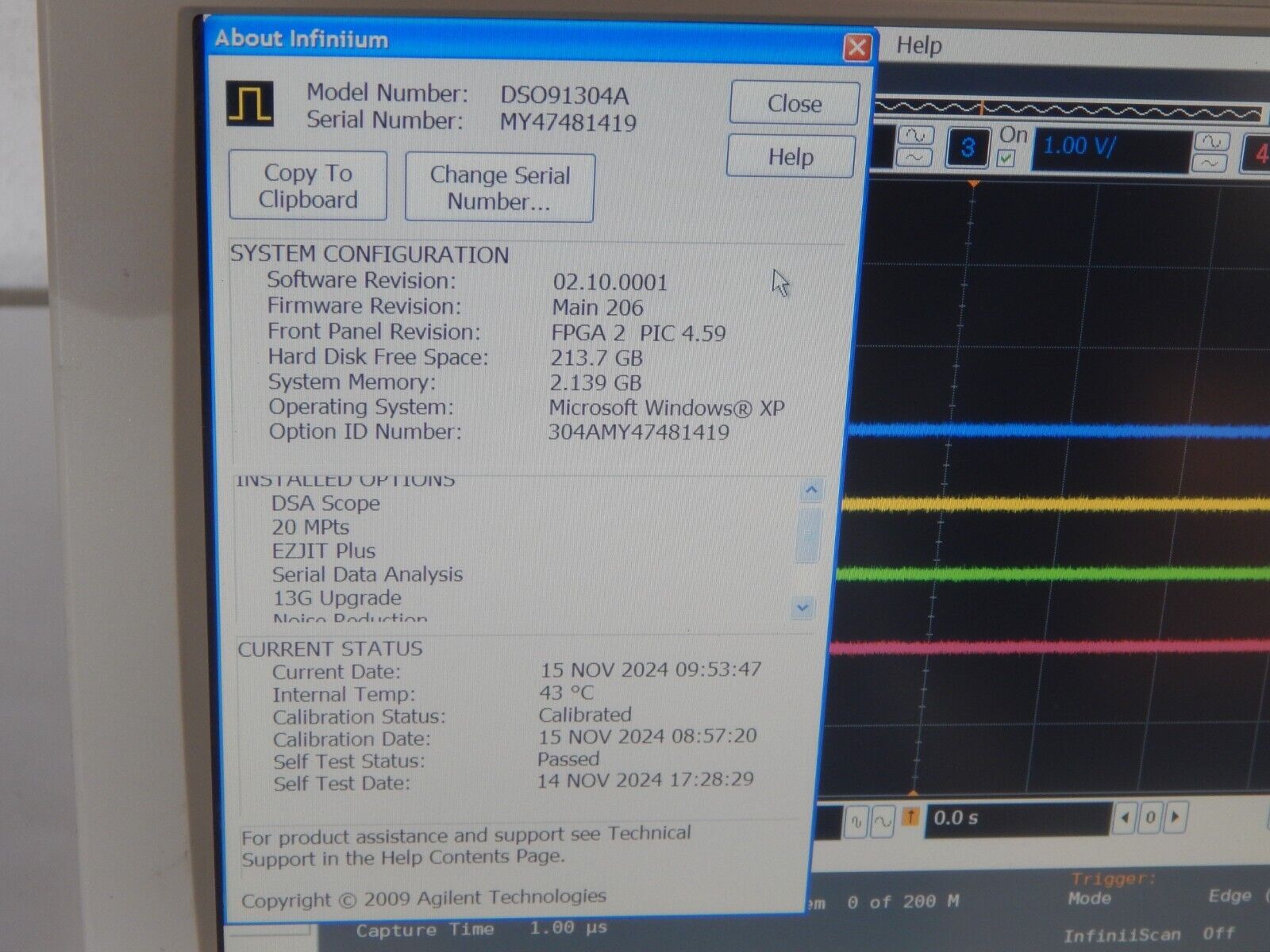 Agilent Infiniium DSA91304A Oscilloscope 13Ghz 40Gs/s MY47481419 Agilent Infiniium DSA91304A Oscilloscope 13Ghz 40Gs/s MY47481419
